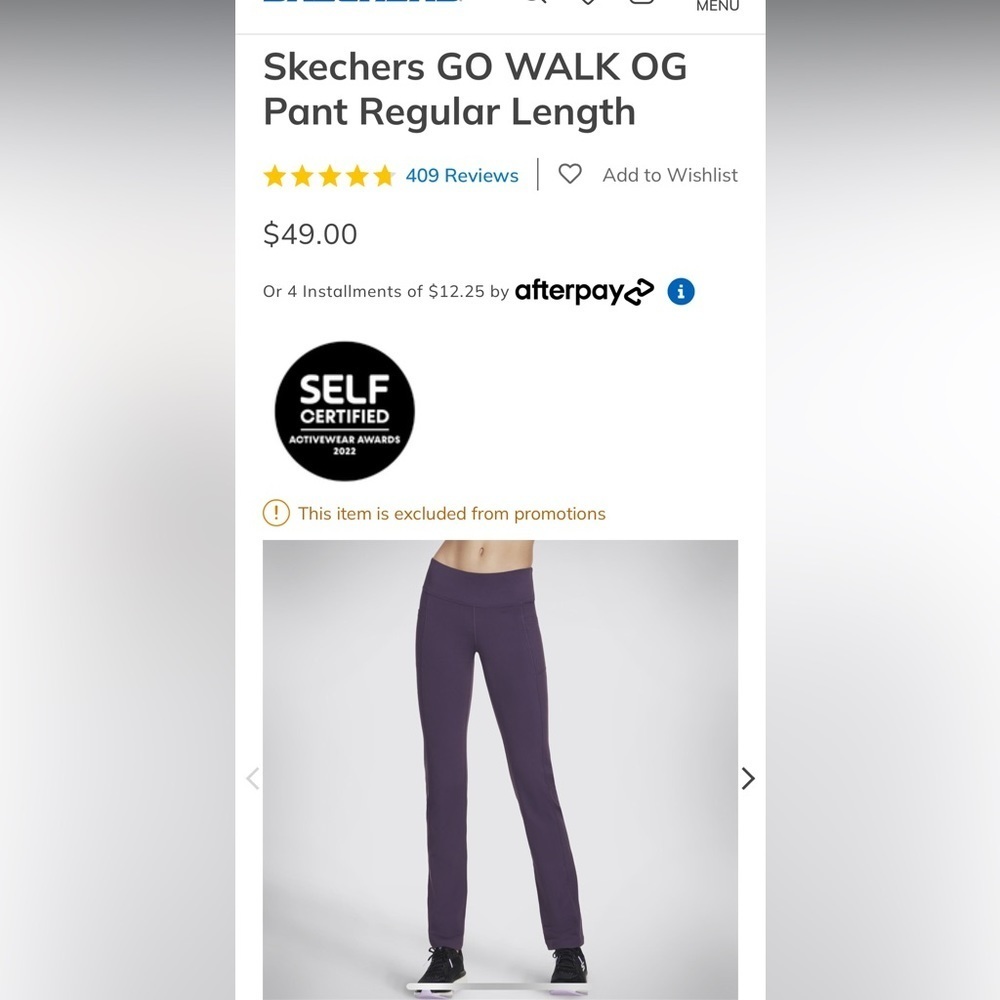 Skechers GO WALK OG Pant dark Purple size S - Picture 3 of 10